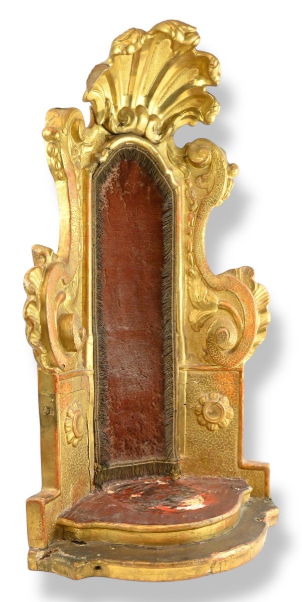 Antique Gilded Wooden Altar Niche - Italy - 18th Century-photo-3